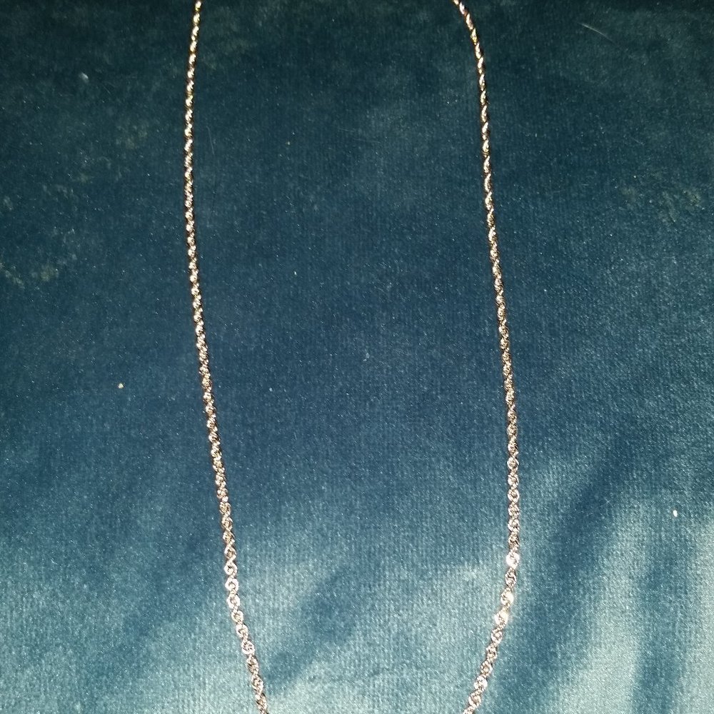 Real 10K White Gold 1.8mm Diamond Cut Rope Chain P
